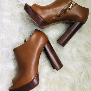 Vince Camuto Open Toe Leather Booties
